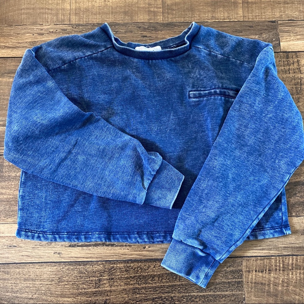 F21 cropped denim sweater